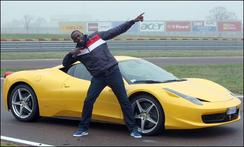 Usain Bolt, Maranello'da Ferrari test etti 